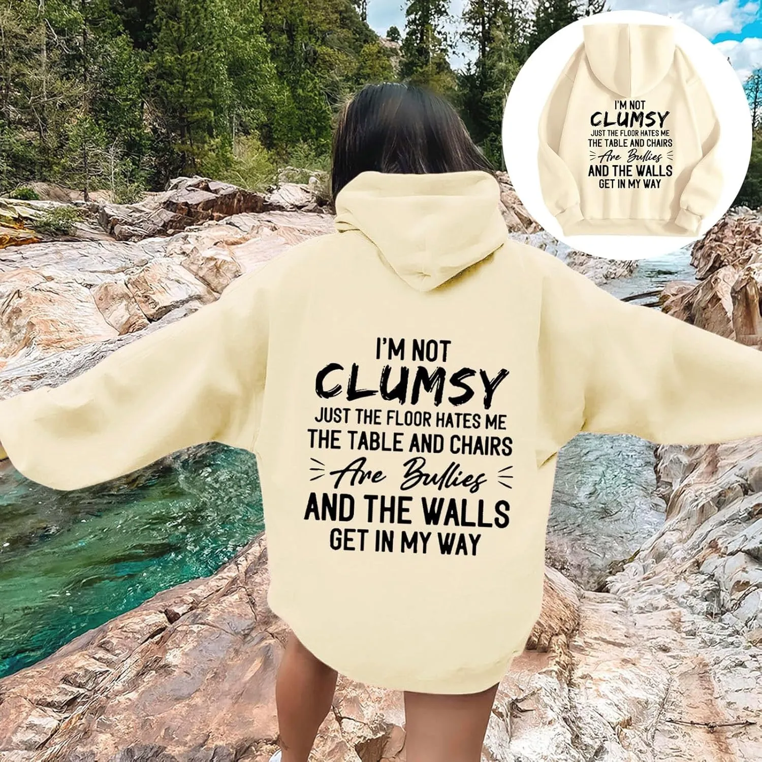 2024 Graphic Hoodies for Women Cute Pullover Long Sleeve Preppy Sweatshirts Letter Printed Hooded Tops Fall Winter Clothes