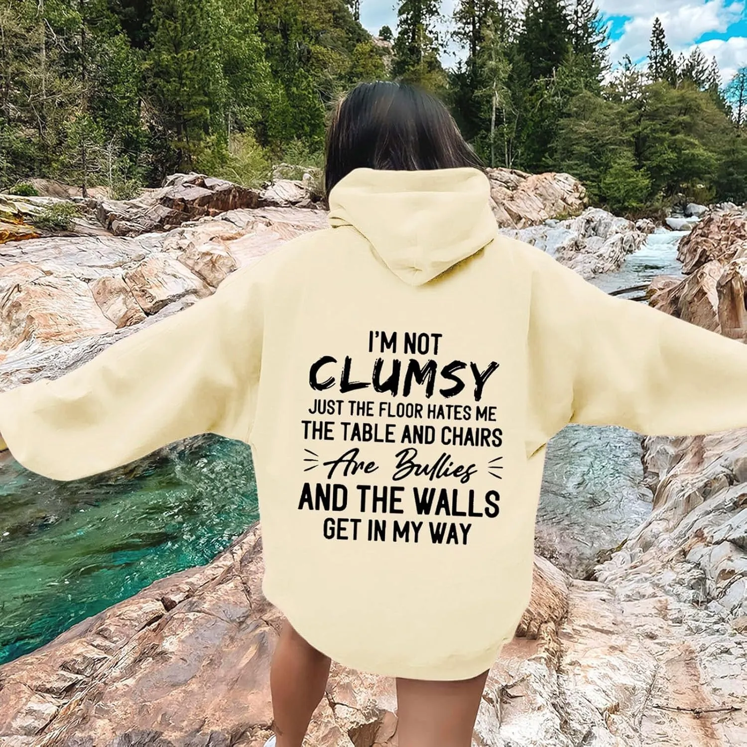 2024 Graphic Hoodies for Women Cute Pullover Long Sleeve Preppy Sweatshirts Letter Printed Hooded Tops Fall Winter Clothes