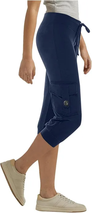 2024 Women's Capris Cargo Hiking Pants Lightweight Quick Dry Outdoor Athletic Running Sports Travel Summer Flap Pockets