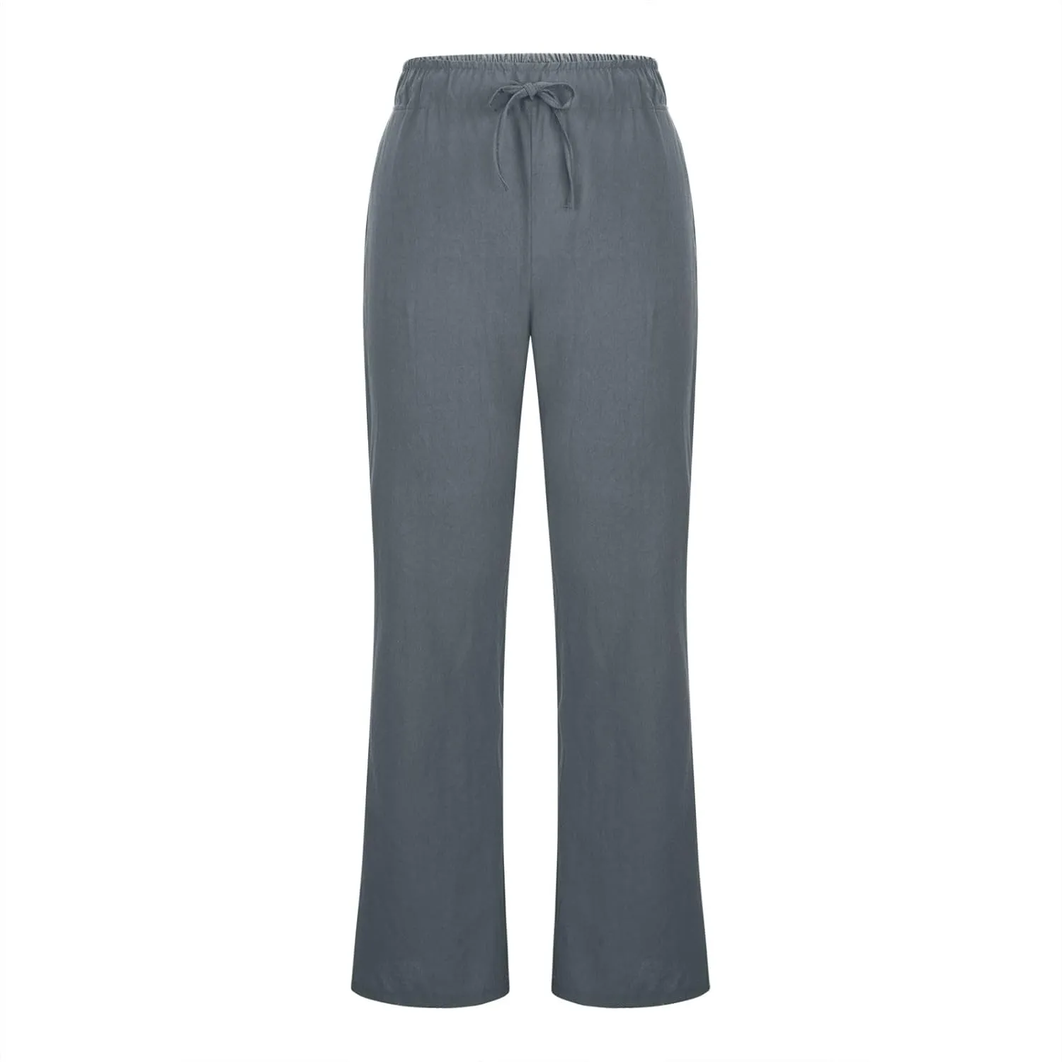 2025 Summer Linen Pants for Women Lounge Drawstring High Waist Flowy Trousers Loose Lightweight Beach Wide Leg Bottom