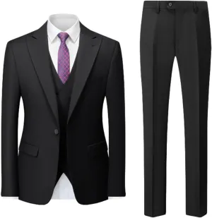 3 PC Mens Groom Tuxedos Slim Fit Wedding Suits for Men Business Suit Jacket Vest Pants Prom Party Suits
