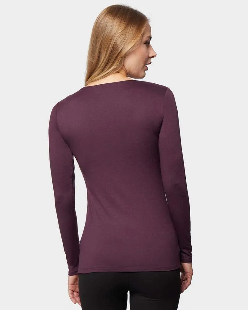 32 Degrees Heat Womens Ultra Soft Thermal Lightweight Baselayer Scoop Neck Long Sleeve Top