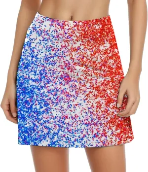 4th of July Skorts for Women Athletic Breathable 2 in 1 Tennis Skirt Shorts Workout High Waisted Stretch Flowy Shorts