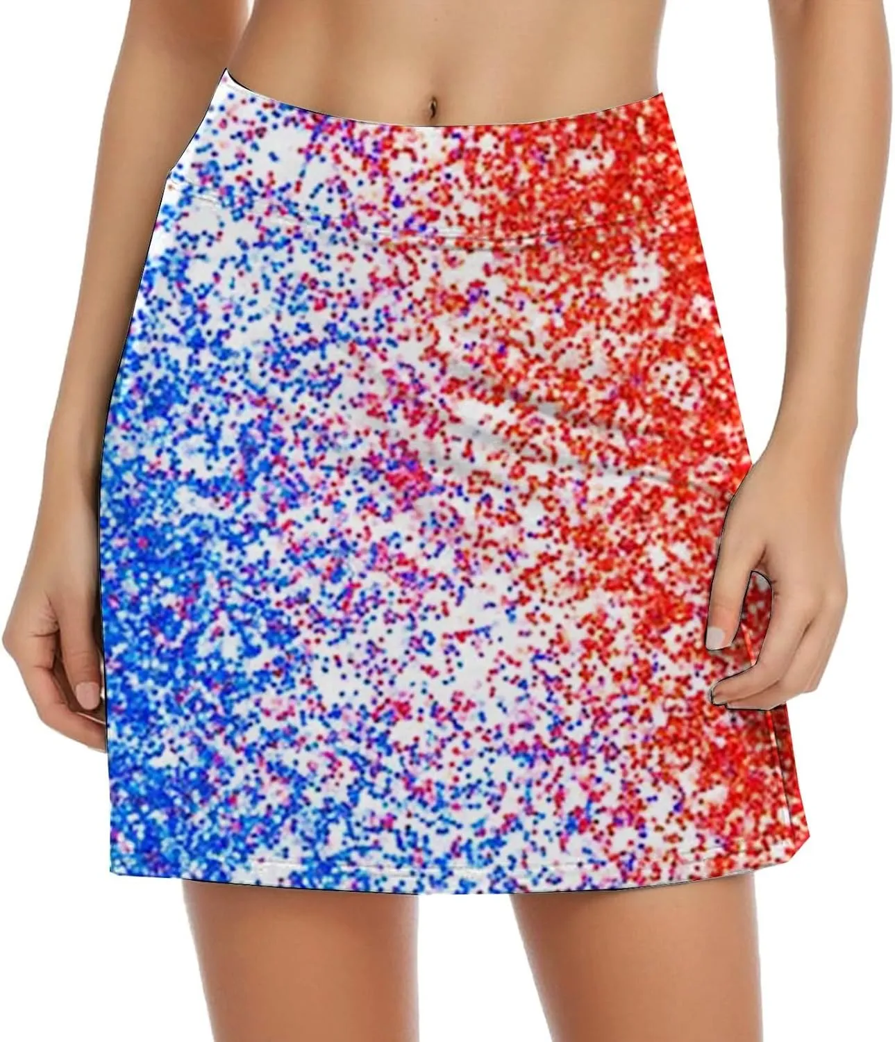 4th of July Skorts for Women Athletic Breathable 2 in 1 Tennis Skirt Shorts Workout High Waisted Stretch Flowy Shorts