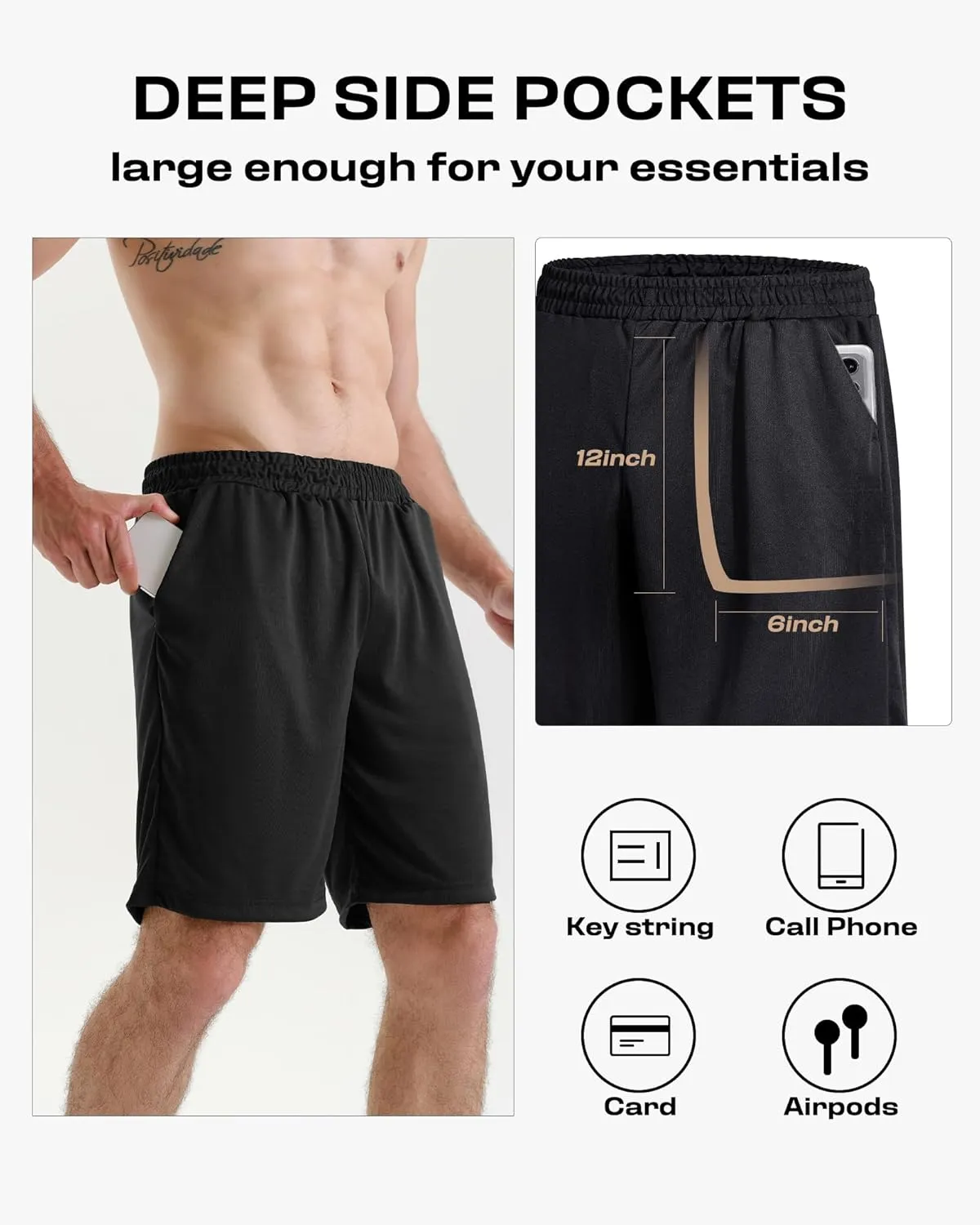 5 Pack Mens Athletic Gym Shorts Workout Quick Dry Running Lightweight Basketball Shorts with Pockets