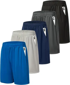 5 Pack Mens Athletic Gym Shorts Workout Quick Dry Running Lightweight Basketball Shorts with Pockets