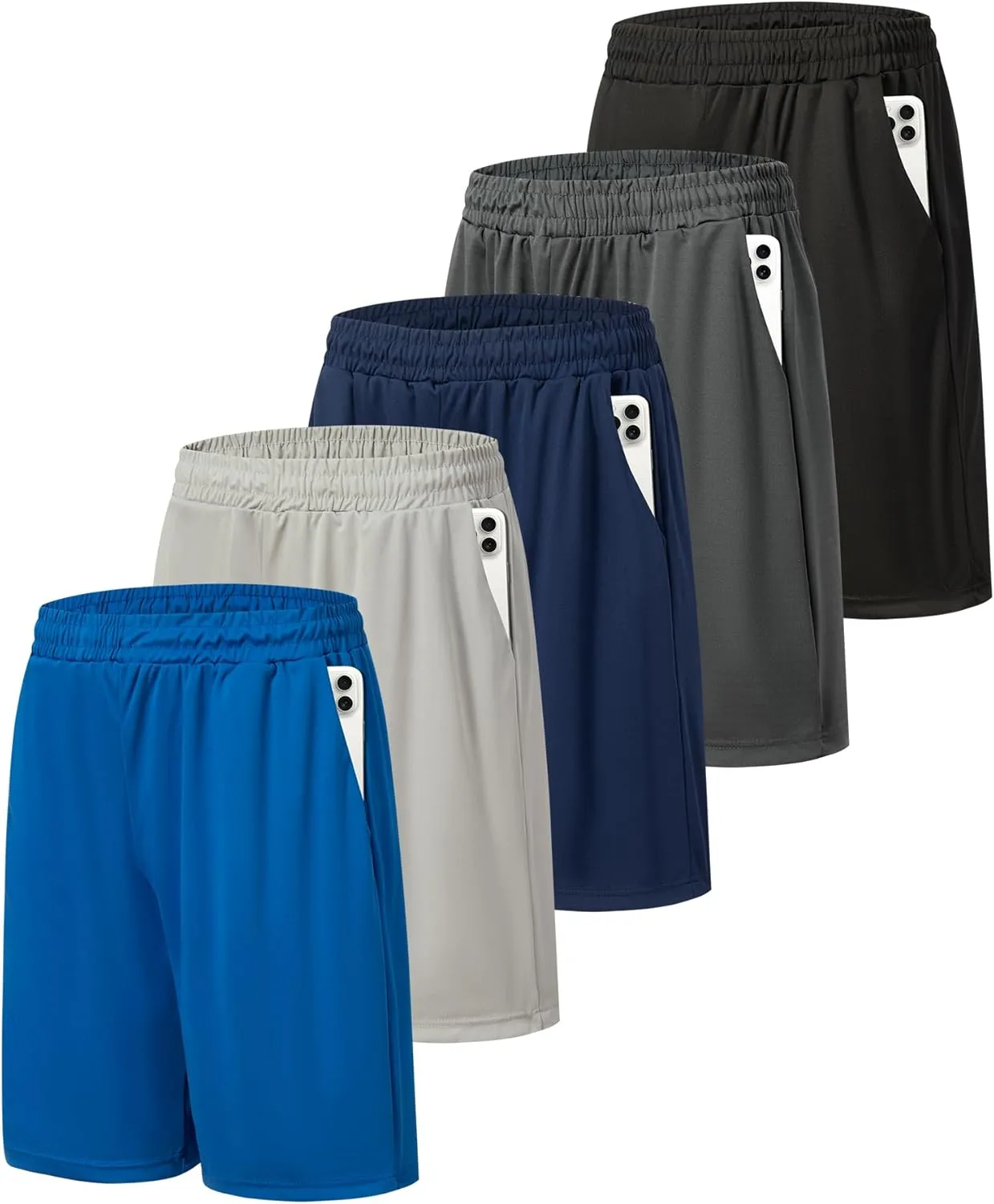 5 Pack Mens Athletic Gym Shorts Workout Quick Dry Running Lightweight Basketball Shorts with Pockets