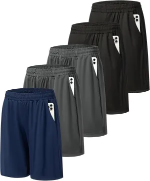 5 Pack Mens Athletic Gym Shorts Workout Quick Dry Running Lightweight Basketball Shorts with Pockets