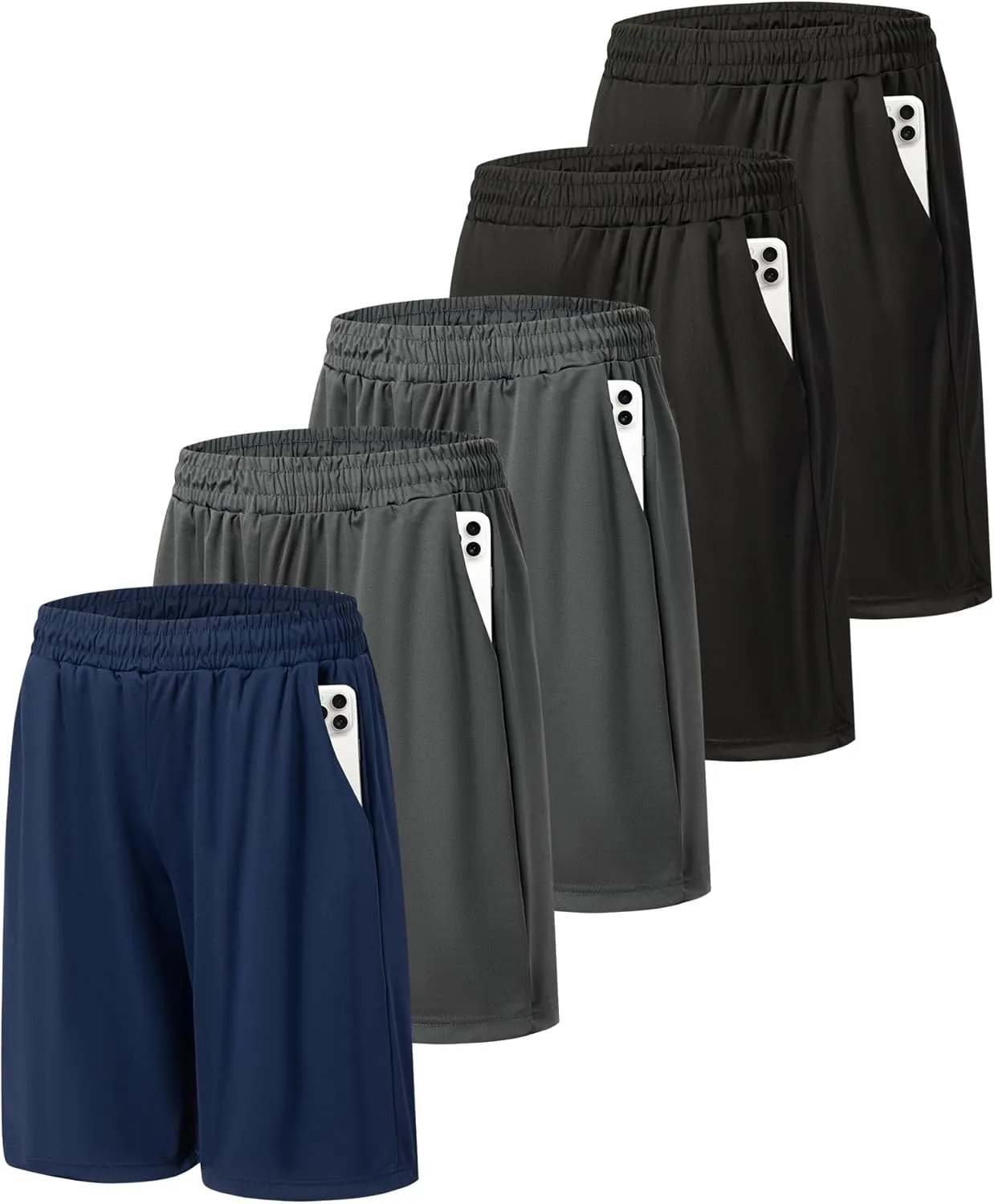 5 Pack Mens Athletic Gym Shorts Workout Quick Dry Running Lightweight Basketball Shorts with Pockets