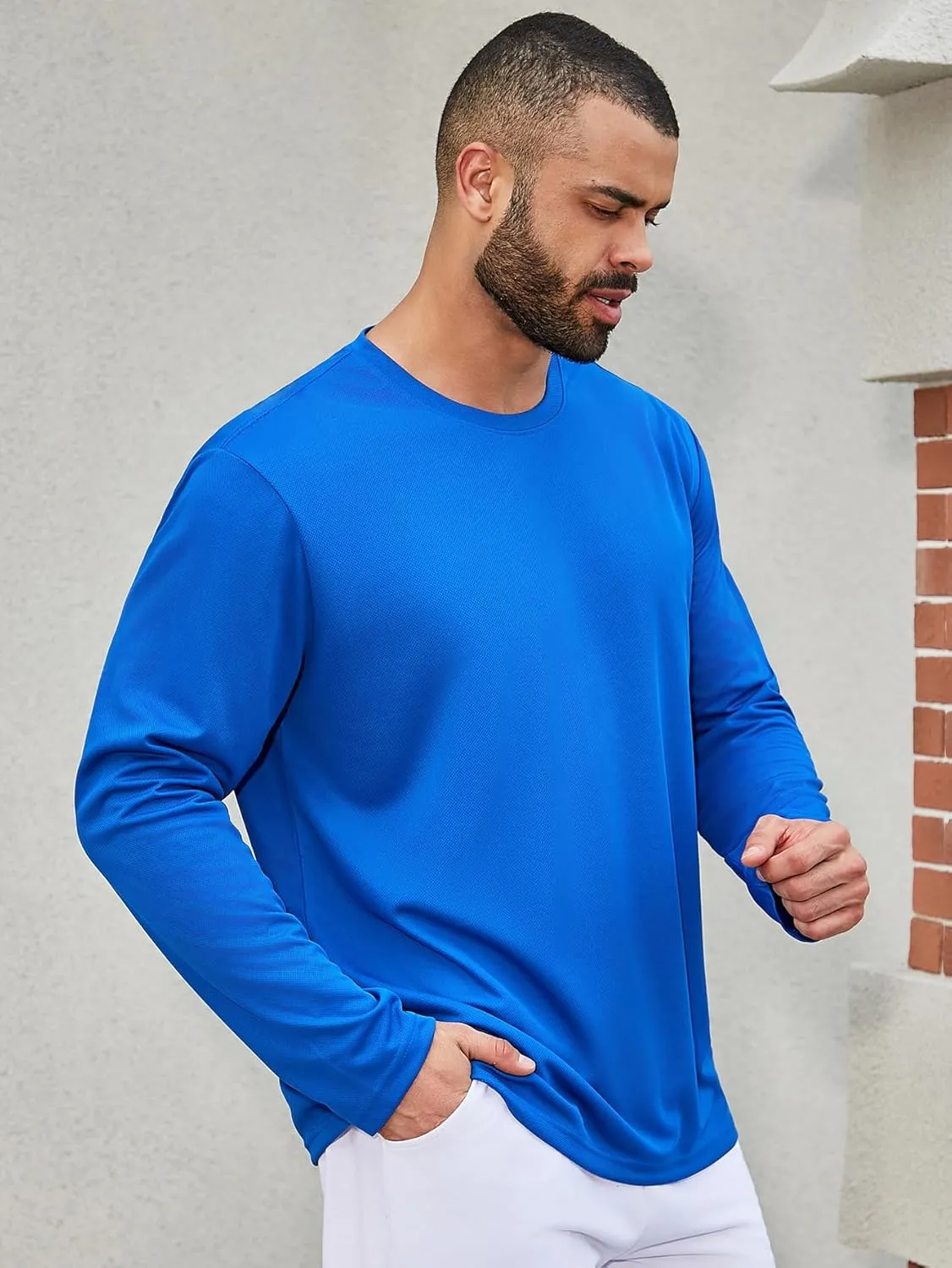 5 Pack Men's Long Sleeve Running Shirts Quick-Dry Moisture Wicking Athletic Tee for Gym & Outdoor Sport Shirt