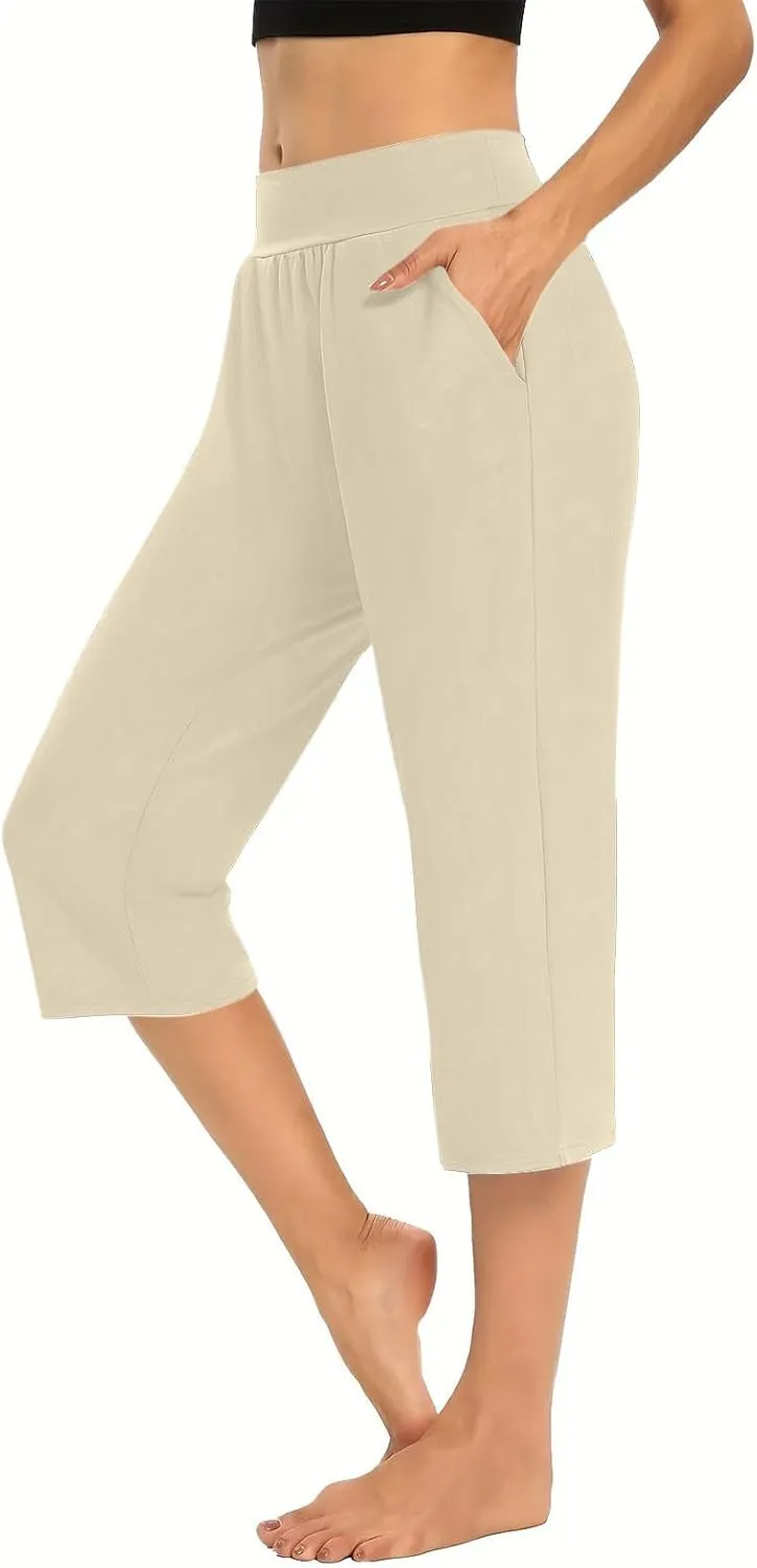 Active Capri Pants for Women Joggers Stretch Lightweight Womens Casual Pant Capri with Drawstring