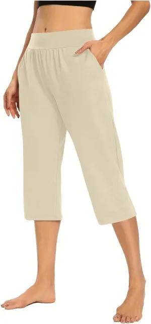 Active Capri Pants for Women Joggers Stretch Lightweight Womens Casual Pant Capri with Drawstring