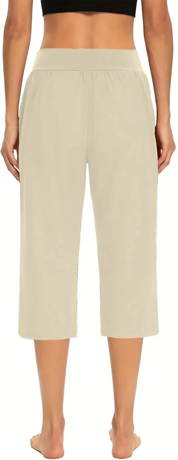 Active Capri Pants for Women Joggers Stretch Lightweight Womens Casual Pant Capri with Drawstring