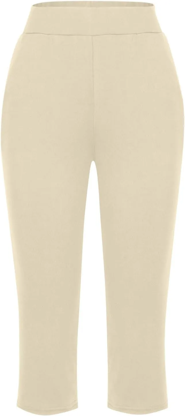Active Capri Pants for Women Joggers Stretch Lightweight Womens Casual Pant Capri with Drawstring