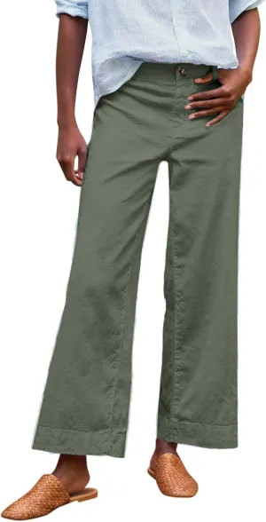 ADHOWBEW Plus Size Linen Pants for Women 2025 Flowy Casual Work Elastic Waist Dressy Plus Size Lounge Slacks