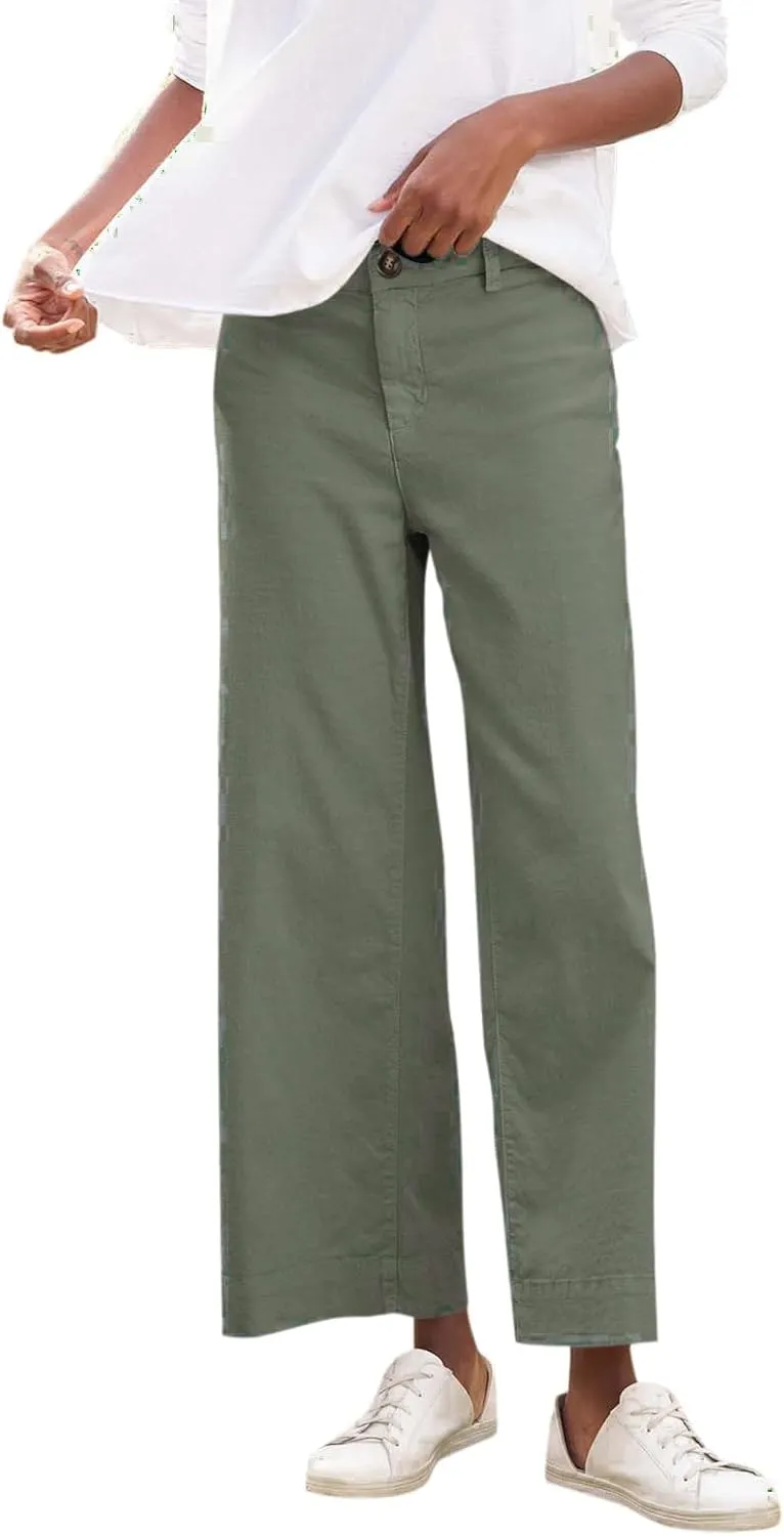 ADHOWBEW Plus Size Linen Pants for Women 2025 Flowy Casual Work Elastic Waist Dressy Plus Size Lounge Slacks