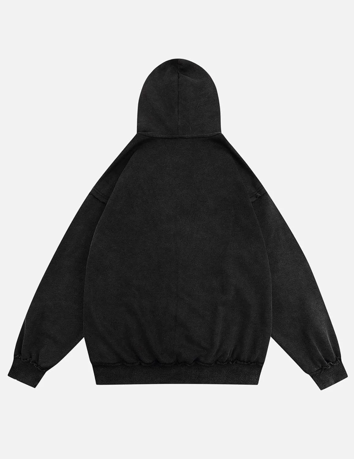 Aelfric Eden Star Zip Up Hoodie Vintage Washed Oversized Graphic Hoodies Streetwear Hooded Sweatshirts Jackets Unisex Black