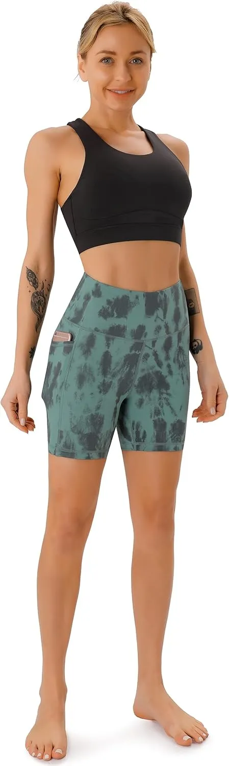 AFITNE Women's High Waist Biker Shorts with Pockets, Tummy Control Athletic Workout Running Yoga Shorts