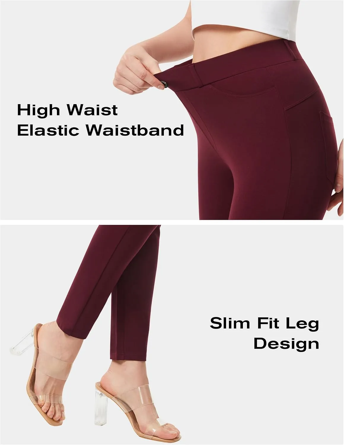 AFITNE Women's Yoga Dress Pants 2025 Spring Skinny Pull On Work Pants Stretchy Slim Fit Leg Office Casual Slacks