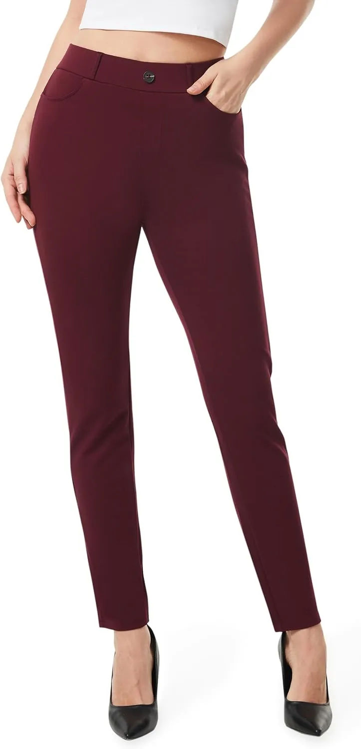 AFITNE Women's Yoga Dress Pants 2025 Spring Skinny Pull On Work Pants Stretchy Slim Fit Leg Office Casual Slacks