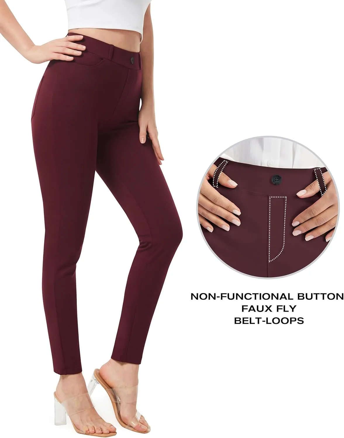 AFITNE Women's Yoga Dress Pants 2025 Spring Skinny Pull On Work Pants Stretchy Slim Fit Leg Office Casual Slacks