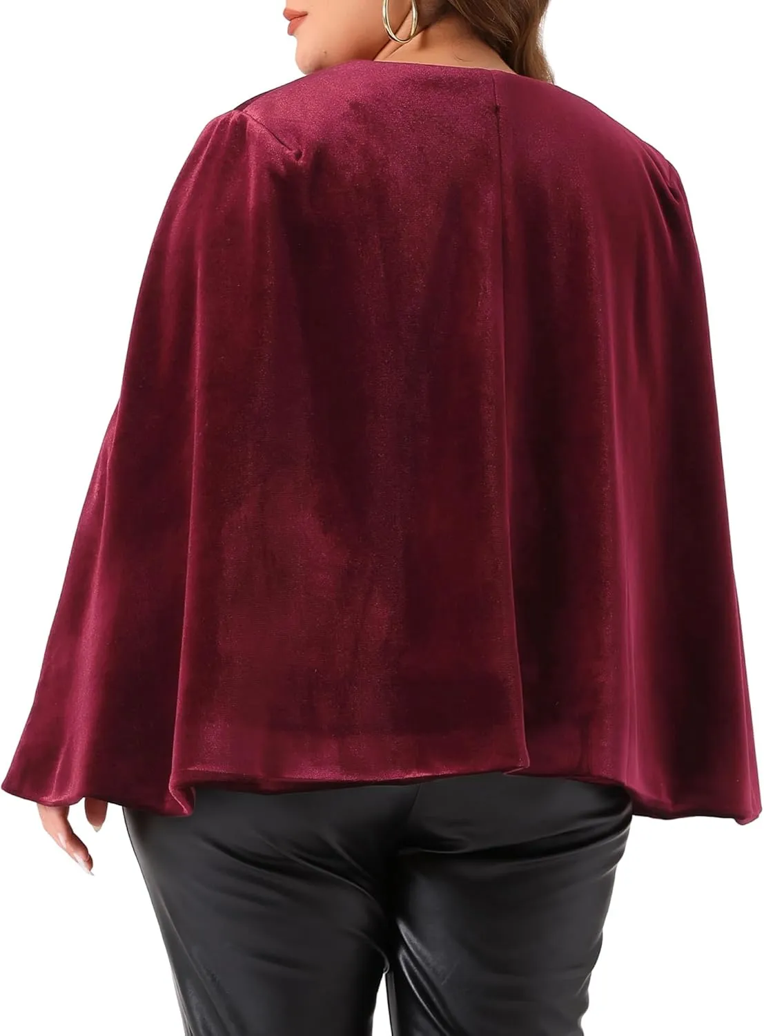 Agnes Orinda Plus Size Cape Blazer for Women Elegant Casual Split Long Sleeve Open Front Velvet Jackets Blazers