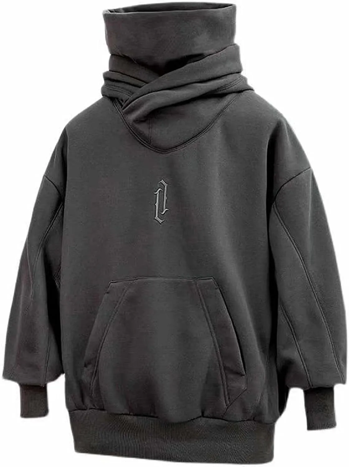 Alalaso Ninja Hoodie Men Double Neckline Cotton Pullover Windproof Warm Japanese Assassin-Style Sweatshirt for Men and Women