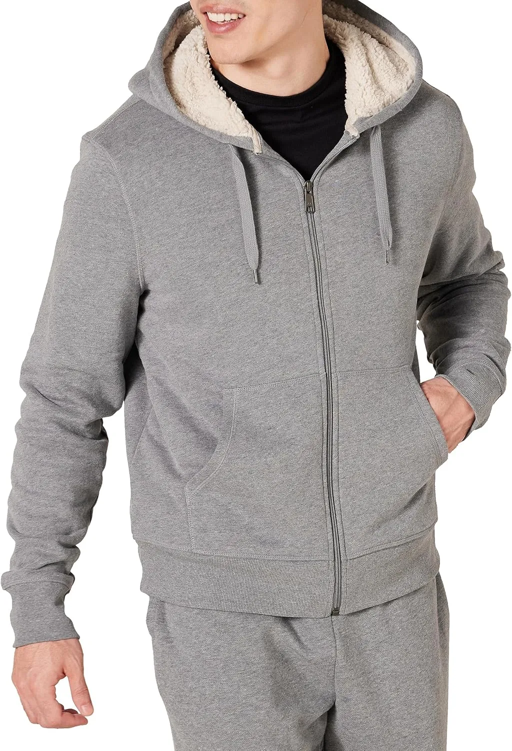 Amazon Essentials Hoodie For Men, Sherpa-Lined Full-Zip Fleece Sweatshirt