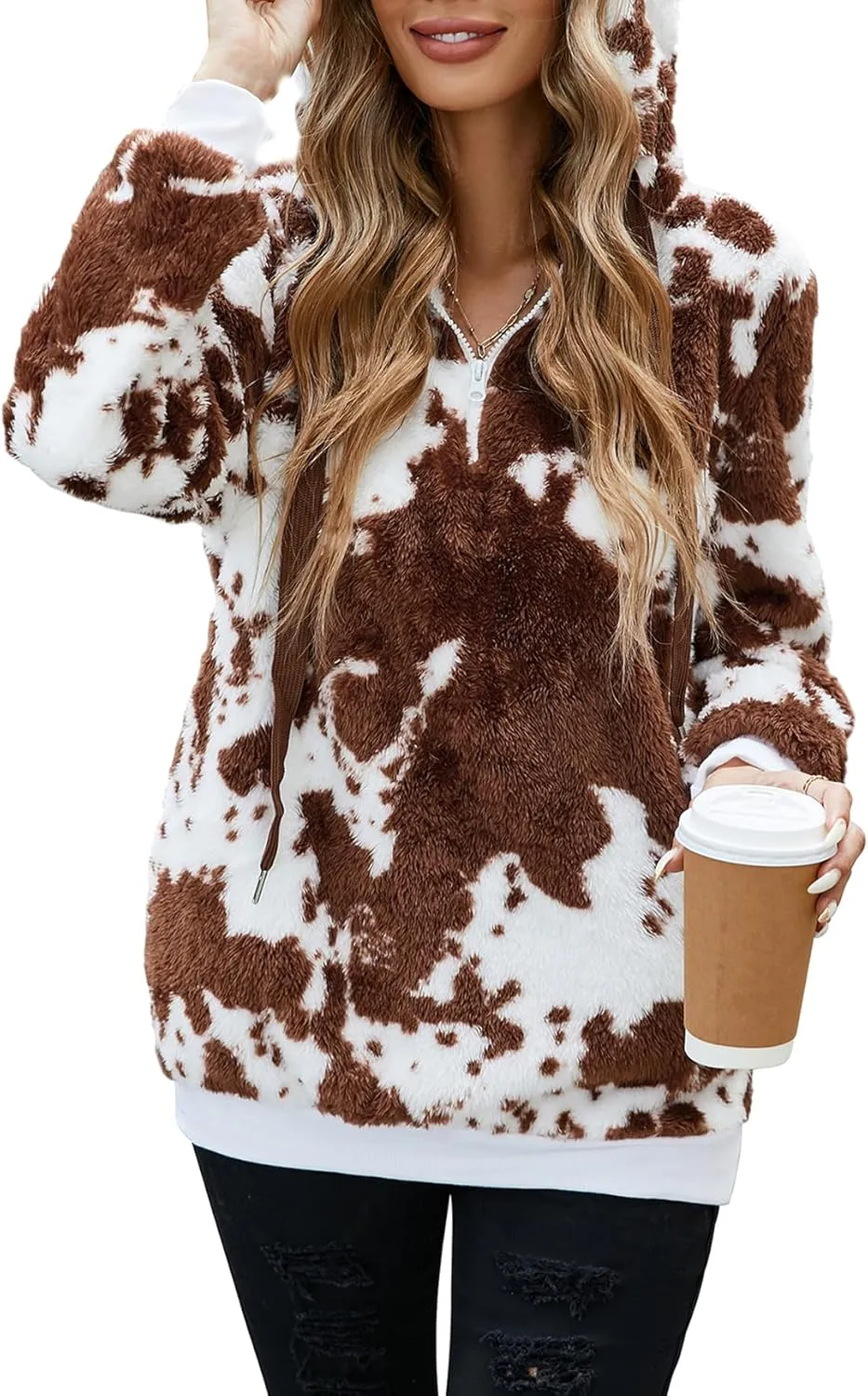 American Trends Oversized Sweatshirts for Women Athletic Womens Sherpa Hoodie Fluffy Women's Hoodies Pullover with Pockets