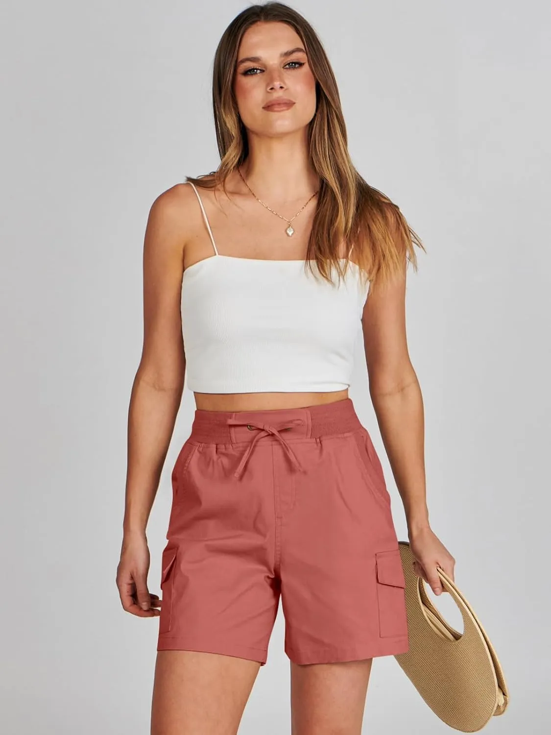 ANRABESS Womens Summer Shorts 2025 Dressy Casual Hiking Cargo Shorts Trendy Outdoor Outfits 6 Pockets