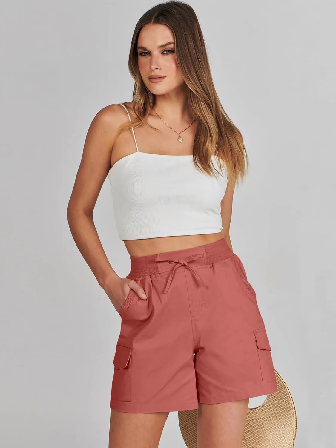 ANRABESS Womens Summer Shorts 2025 Dressy Casual Hiking Cargo Shorts Trendy Outdoor Outfits 6 Pockets