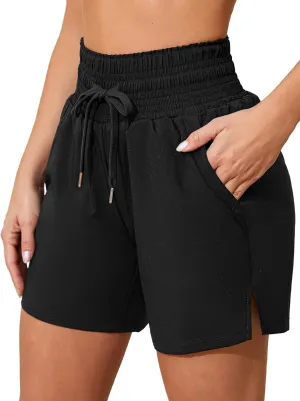 ATTRACO Women's 3" High Waisted Swim Board Shorts Quick Dry Flowy Board Shorts with Pockets