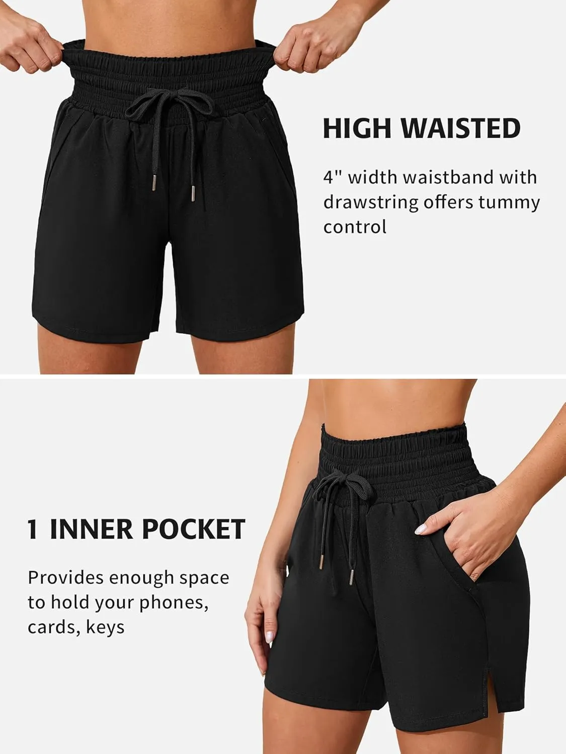 ATTRACO Women's 3" High Waisted Swim Board Shorts Quick Dry Flowy Board Shorts with Pockets