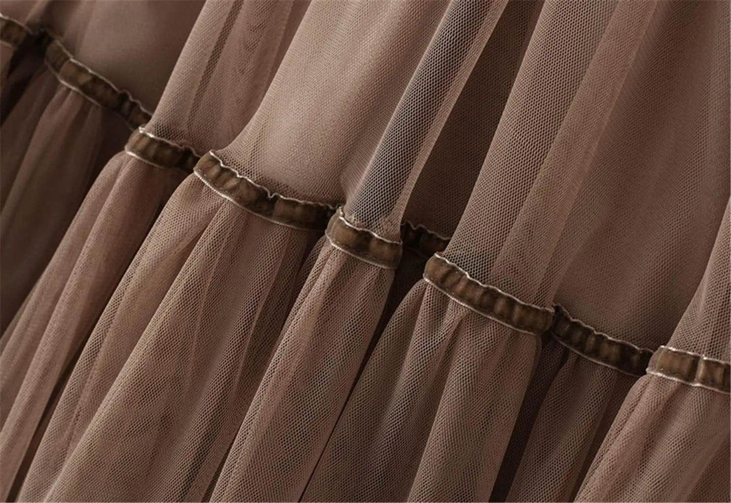 Autumn Winter Fashion Casual Tulle Skirt Women A-Line Mesh Skirts Female Midi Long Pleated Skirt