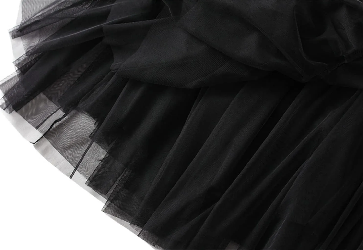 Autumn Winter Fashion Casual Tulle Skirt Women A-Line Mesh Skirts Female Midi Long Pleated Skirt