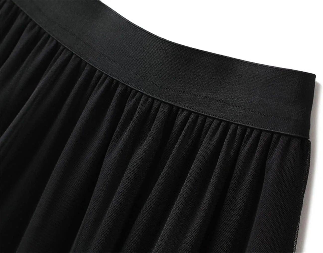 Autumn Winter Fashion Casual Tulle Skirt Women A-Line Mesh Skirts Female Midi Long Pleated Skirt
