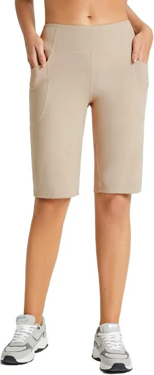 baleaf Women's 12" Bermuda Shorts Long Shorts Knee Length Running Walking Workout Athletic Stretch Pockets