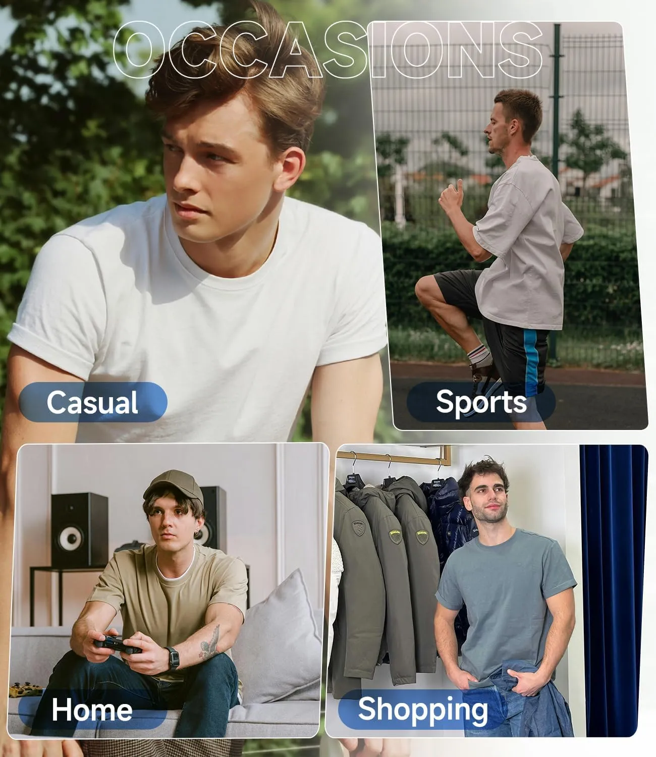 BAMBOO COOL Men's Crewneck T-Shirts Undershirts for Men Short Sleeve Shirts Heavy Weight Tees Classic Comfortable Tshirt