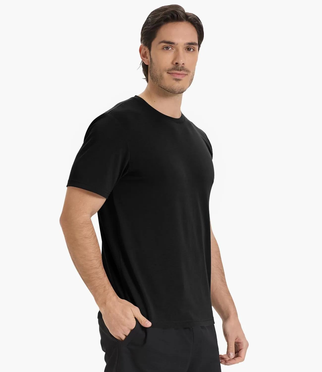 BAMBOO COOL Men's Crewneck T-Shirts Undershirts for Men Short Sleeve Shirts Heavy Weight Tees Classic Comfortable Tshirt