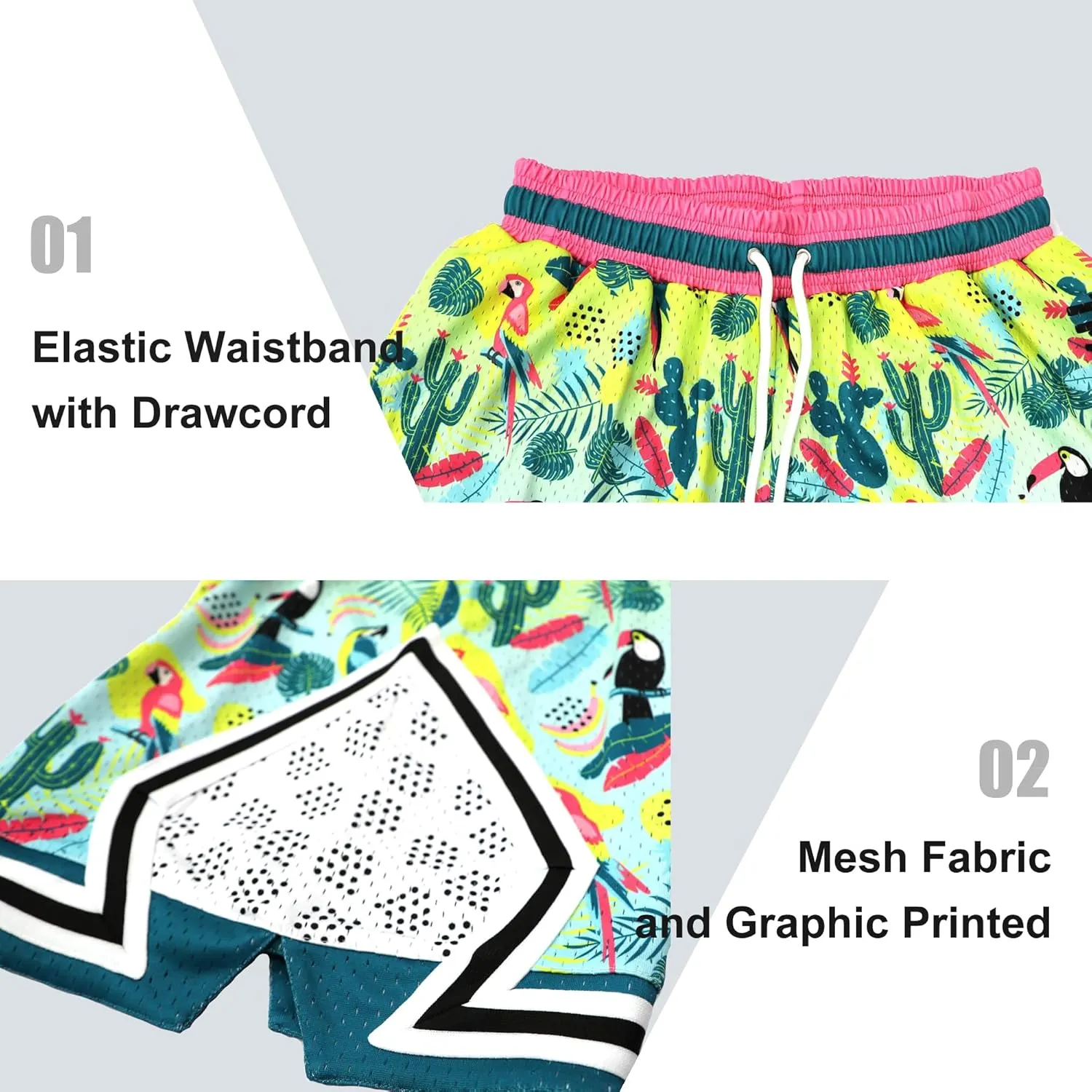 Basketball Athletic Shorts Men Mesh Gym Sports Workout Training Drawstring Retro Running Shorts with Pockets