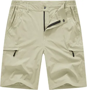 BASUDAM Men's Cargo Hiking Shorts Stretch Quick Dry Lightweight Work Shorts 6 Pockets for Camping Travel