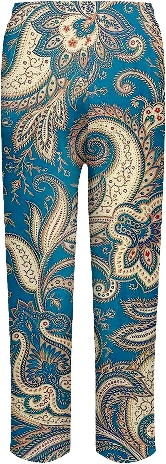 Belted Linen Pants Summer Womens Linen Capris with Pockets Womens Linen Loose Fit Pants Casual