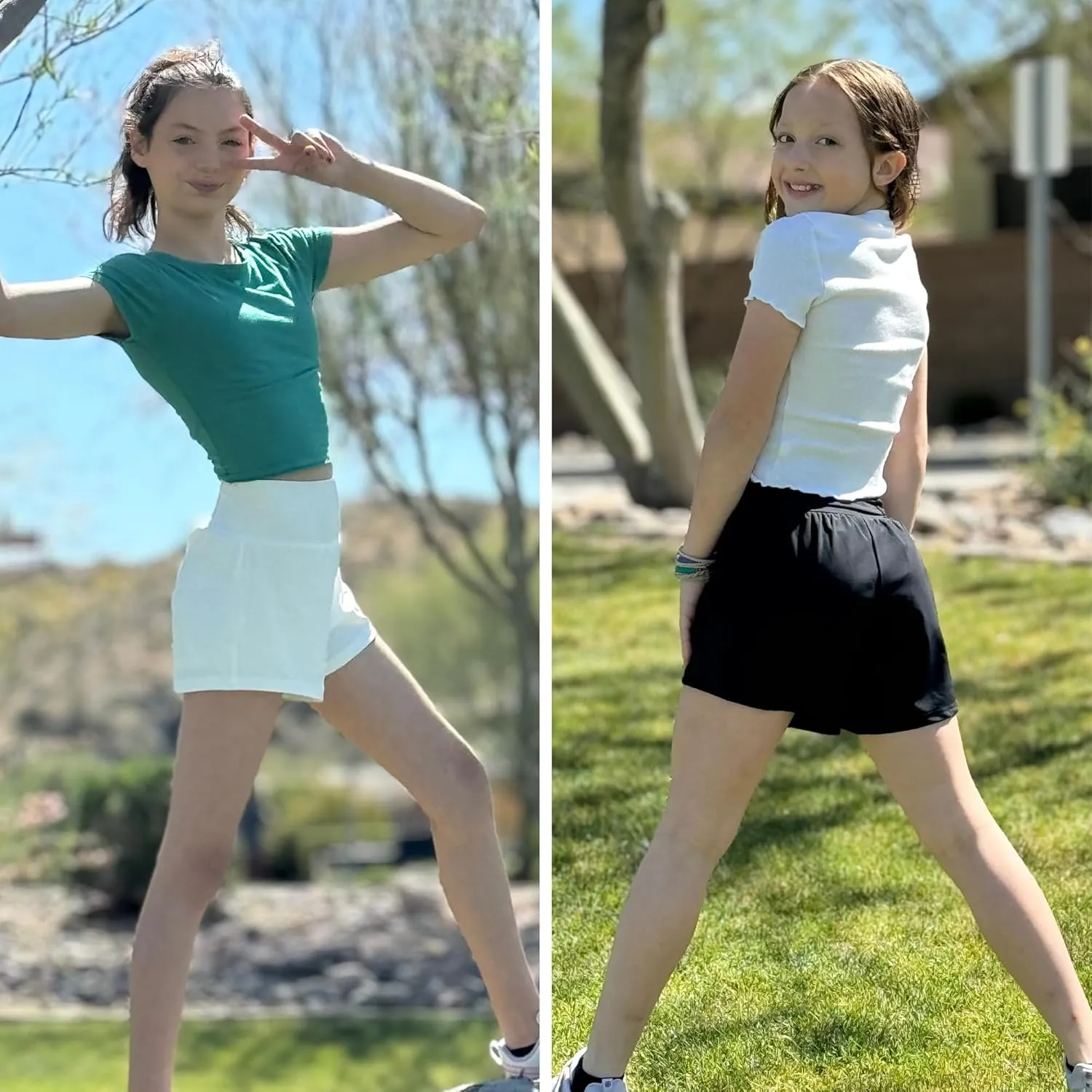 BIG ELEPHANT Girls Swim Shorts, Kids Athletic Butterfly Short with Safety Liner, Youth Active Flowy Shorts