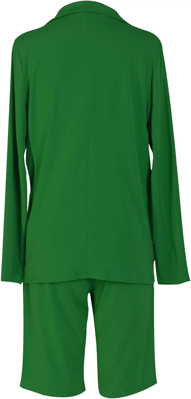 Blazer Shorts Set for Women Two Piece Outfits One Button Up Jacket and Bermuda Short Suits