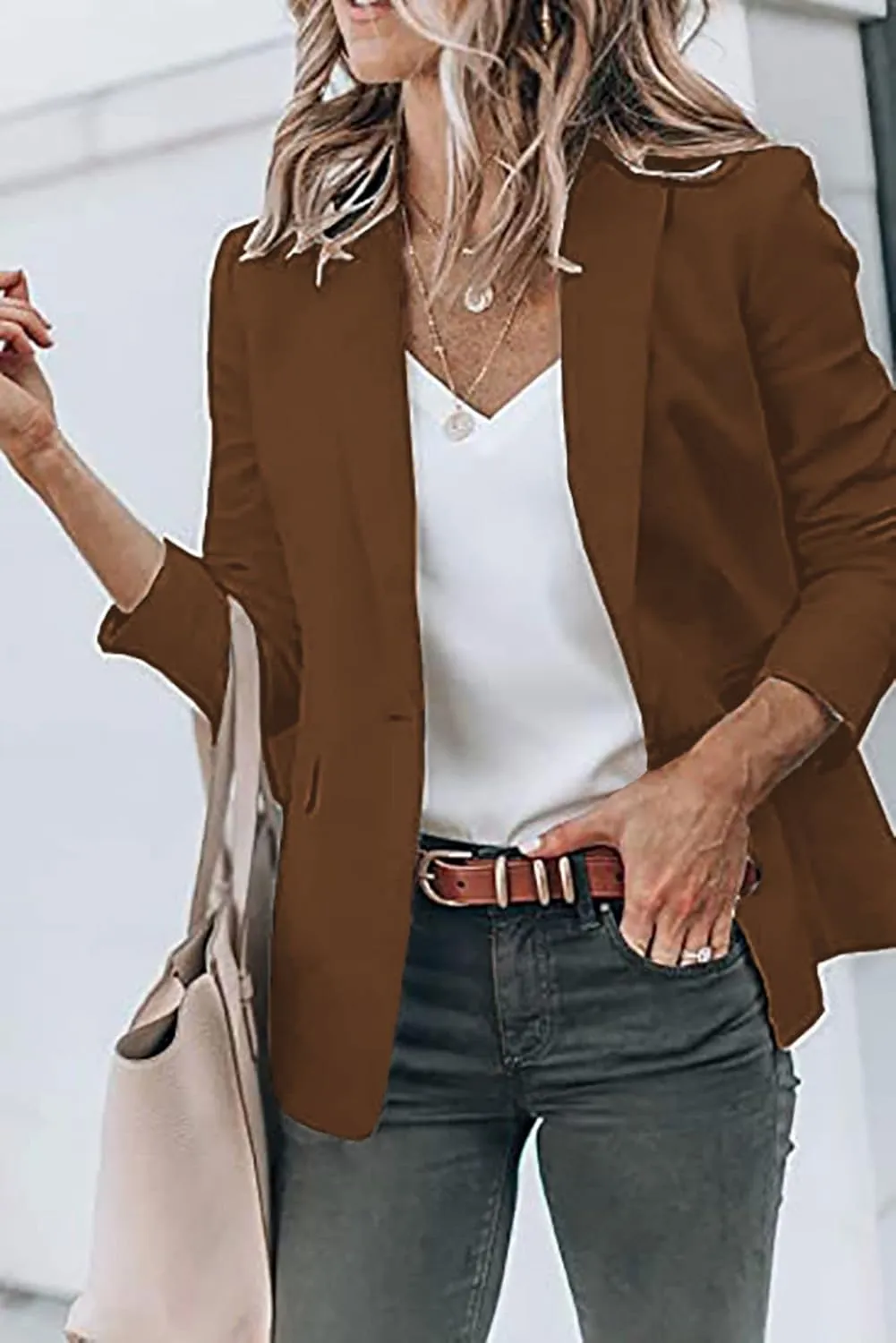 Blazers for Women Bussiness Casual Sleeveless Button Blazer Jackets Work Office Open Front Long Sleevse Suite Jacket