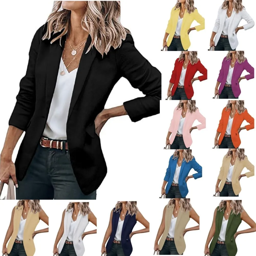 Blazers for Women Bussiness Casual Sleeveless Button Blazer Jackets Work Office Open Front Long Sleevse Suite Jacket