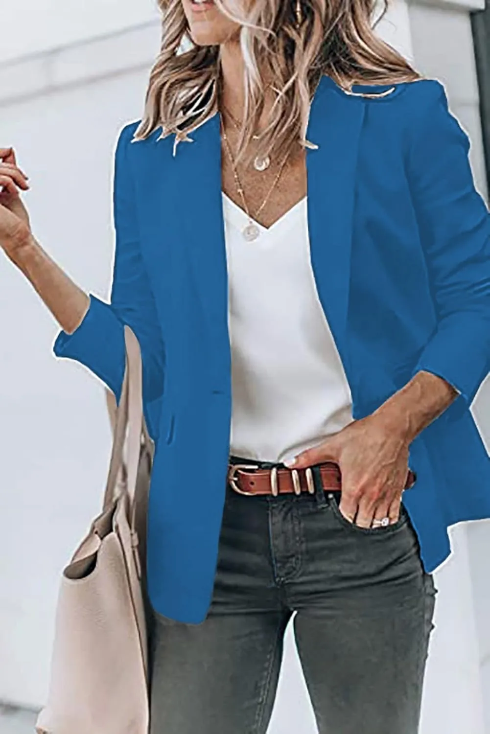 Blazers for Women Bussiness Casual Sleeveless Button Blazer Jackets Work Office Open Front Long Sleevse Suite Jacket