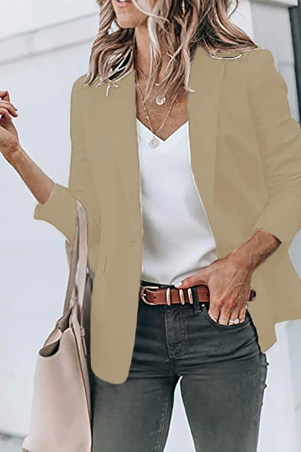 Blazers for Women Bussiness Casual Sleeveless Button Blazer Jackets Work Office Open Front Long Sleevse Suite Jacket