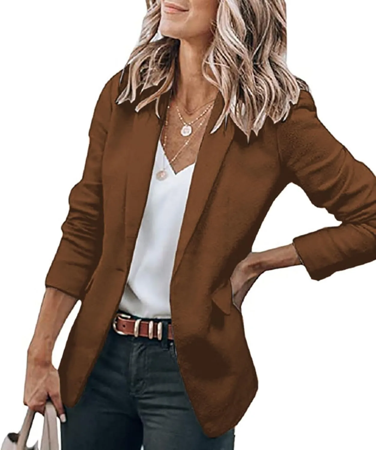 Blazers for Women Bussiness Casual Sleeveless Button Blazer Jackets Work Office Open Front Long Sleevse Suite Jacket