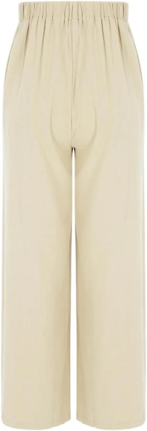 Boho Clothes for Women Buckle Pants with Elegant Pockets and Casual Wide Leg Fashion Plus Size Linen Pants for Women